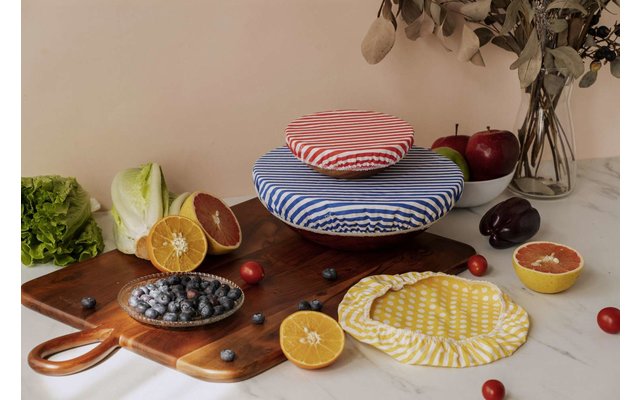Nuts Innovations Bowl Cover Textile Set Of 3 Stripes And Dots