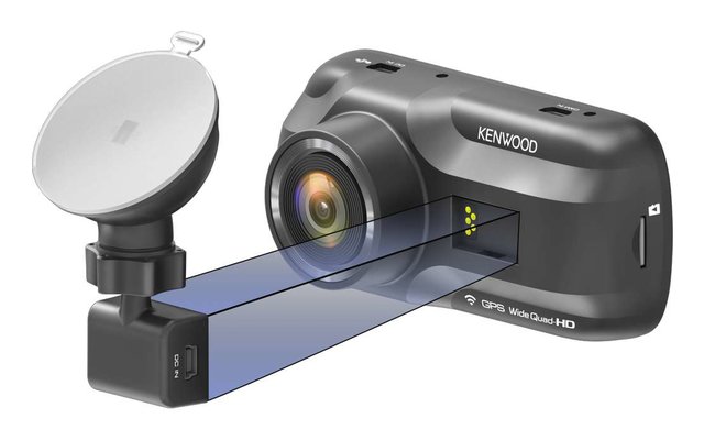 Kenwood DRV-A501W Wide Quad HD Dashcam con sensor G y GPS y enlace inalámbrico negro