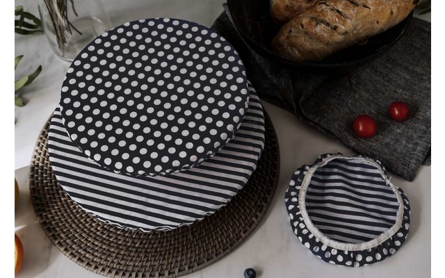 Nuts Innovations Schüsselabdeckung Textil 3er Set schwarz/weiß