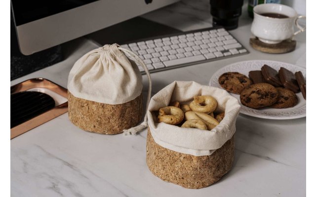 Nuts Innovations Sac à pain Corbeille à fruits en liège avec cordelette Small