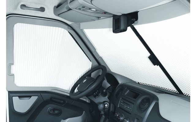 Oscurecedor de cabina Remis REMIfront IV Renault Master 2011-Q3/2019, vertical, marco gris, plisado beige claro