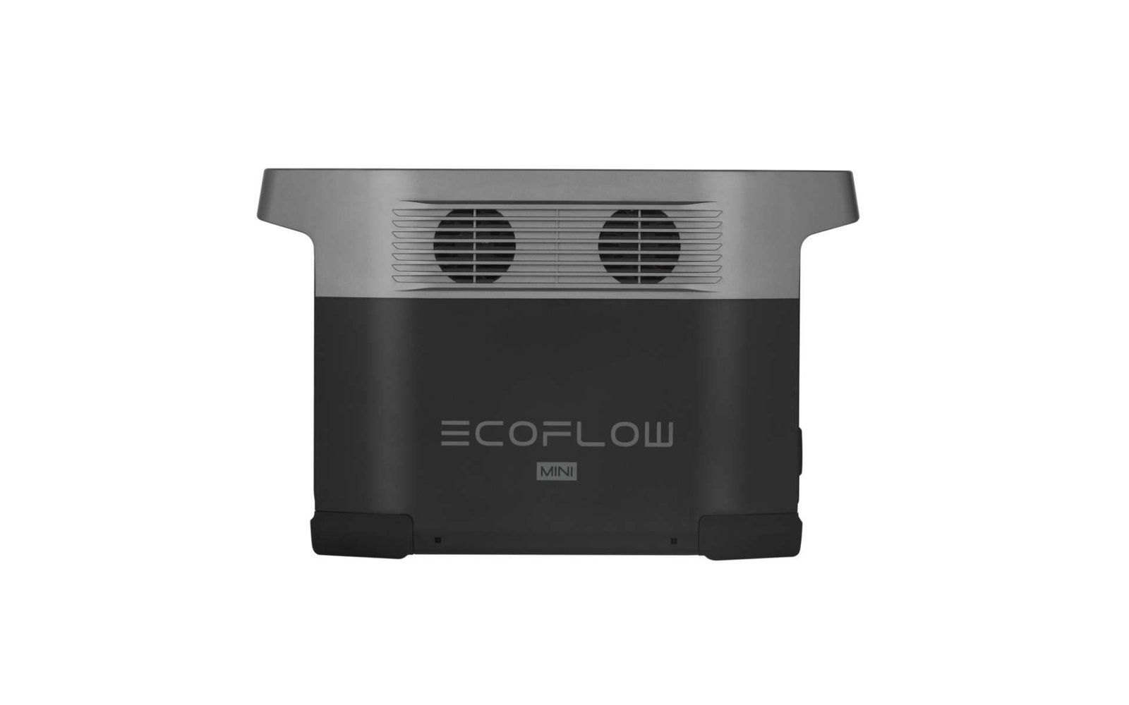 Schwarzer und grauer EcoFlow Generator mit Lüftungsschlitzen vorne