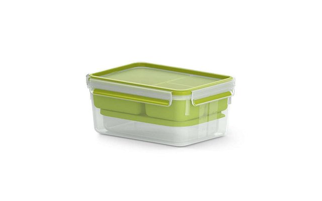 Emsa Lunchbox XL con inserciones 2,3 litros verde/transparente