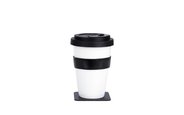 Tazza con coperchio silwy® TO-GO-CUP in porcellana con sottobicchiere 350 ml