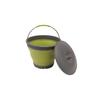 Cubo plegable verde con tapa gris y asa