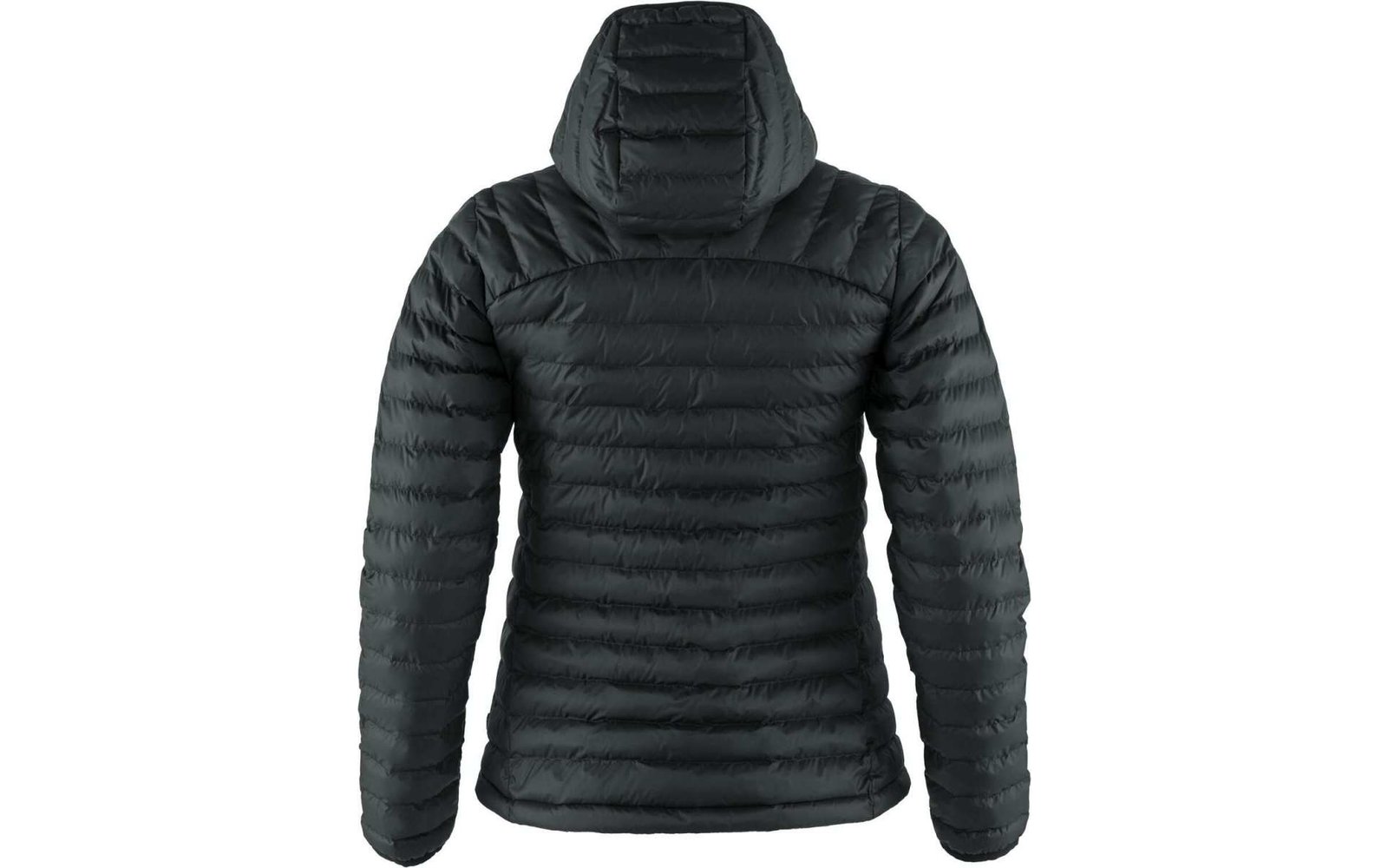 Veste matelassée noire avec capuche, vue de dos