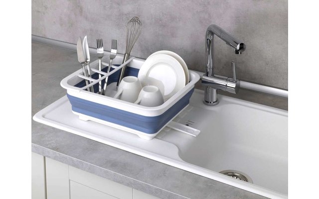Wenko dish drainer Gaia foldable white / blue