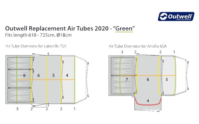 Outwell Air Repair Tube grün