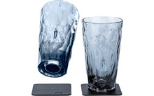 Silwy Longdrink Magnet Plastic Glasses incl. Metallic Gel Coasters 2 pcs Grey