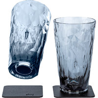 silwy® magnetische kunststof glazen longdrink incl. metalen gel onderzetters 2 stuks grijs (300 ml)