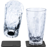 silwy® magnetische kunststof glazen longdrink incl. metalen gel onderzetters 2 stuks transparent (300 ml)