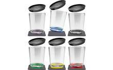 silwy® Magnetic plastic mug set incl. lid and metallic gel coaster 6 pcs. (250 ml)