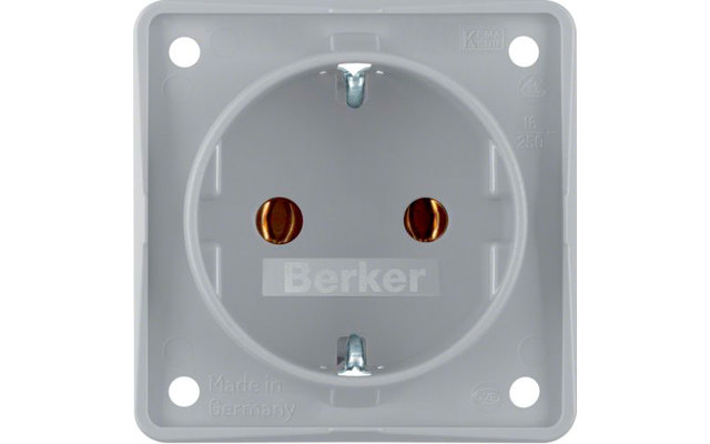 Toma de corriente Berker Integro con contacto de tierra con terminales sin tornillos gris mate