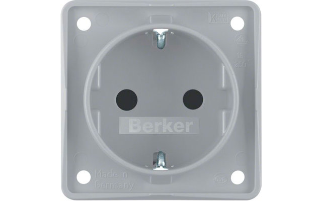 Contacto de tierra de la toma de corriente Berker Integro con protección de contacto aumentada gris mate