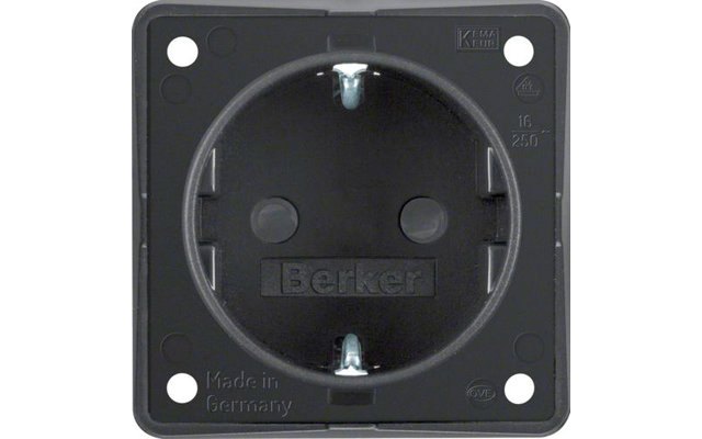 Berker Integro socket outlet earth contact with increased contact protection black matt