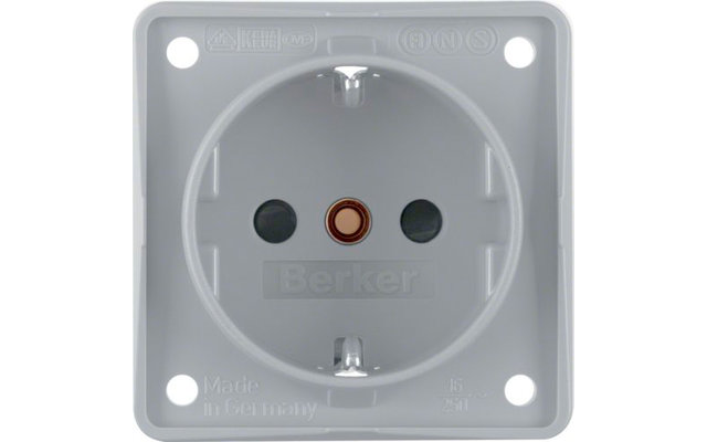 Berker Integro prise SCHUKO 3 pôles avec protection renforcée contre les contacts accidentels gris mat