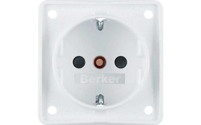 Toma de corriente Berker Integro contacto de tierra de 3 polos con protección de contacto aumentada blanco polar mate
