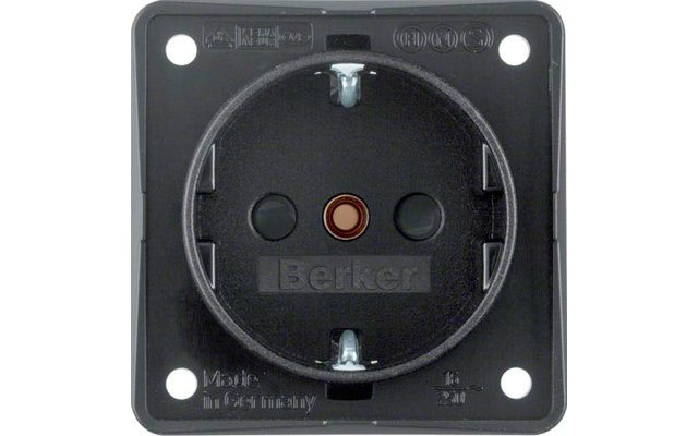 Toma de corriente Berker Integro contacto de tierra 3 polos con protección de contacto aumentada negro mate