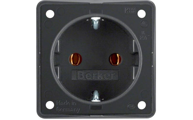 Berker Integro socket outlet SCHUKO with screwless terminals black matt