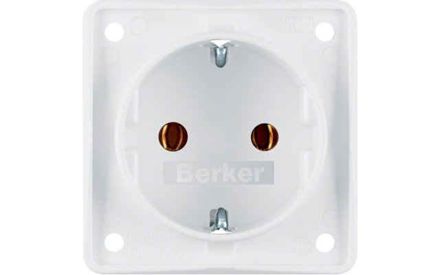 Toma de corriente Berker Integro con contacto de tierra con terminales sin tornillos blanco polar mate