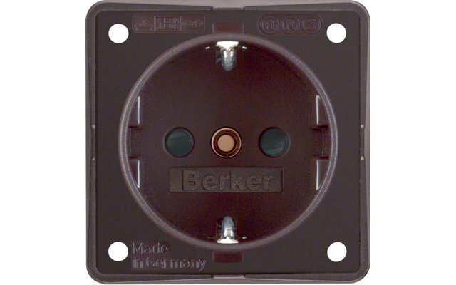 Berker Integro prise SCHUKO 3 pôles avec protection renforcée contre les contacts accidentels brun mat