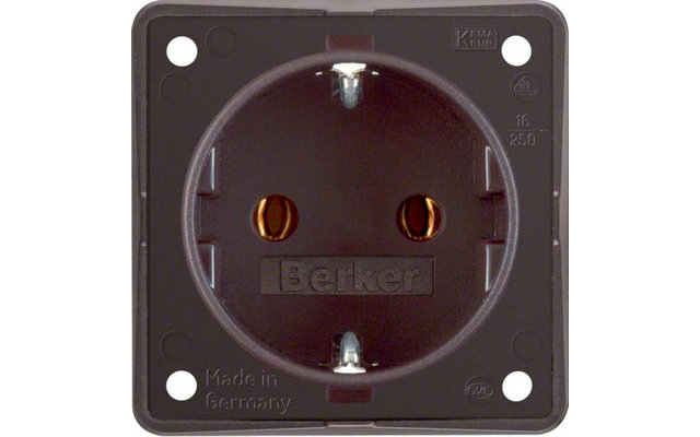 Toma de corriente Berker Integro con contacto de tierra con terminales sin tornillos marrón mate