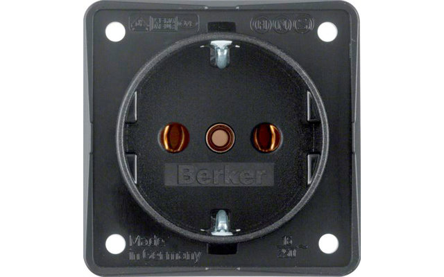 Toma de corriente Berker Integro con contacto de tierra con terminales sin tornillos negro mate