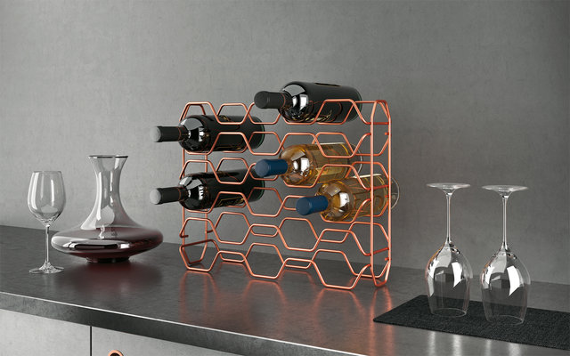 Metaltex Hexagon-15 bottle rack copper
