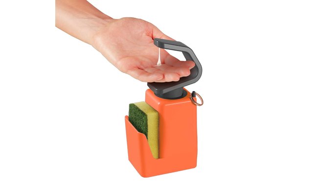 Metaltex Soap Tex dispenser di sapone incl. spugna e porta anelli arancione 400 ml