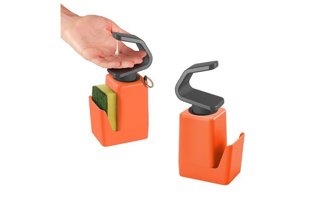 Metaltex Soap Tex Soap Dispenser 400 ml incl. Sponge and Ring Holder orange