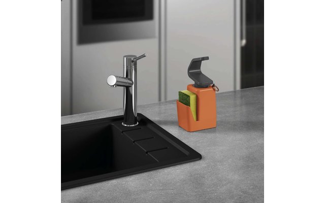 Metaltex Soap Tex dispenser di sapone incl. spugna e porta anelli arancione 400 ml