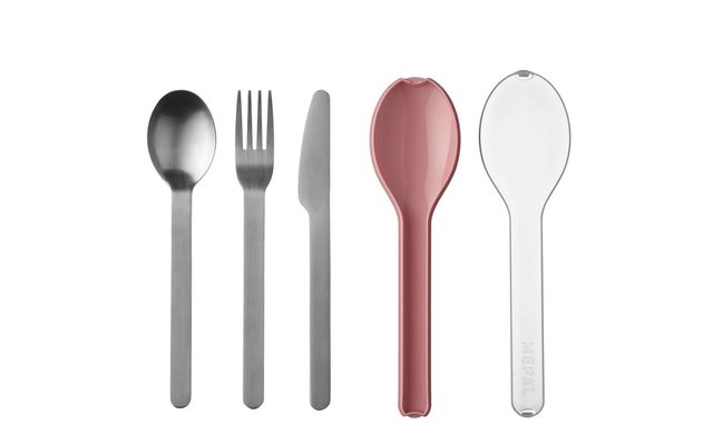 Mepal Ellipse Stainless Steel Cutlery Set incl. Protective Cover 3 pcs Nordic Pink