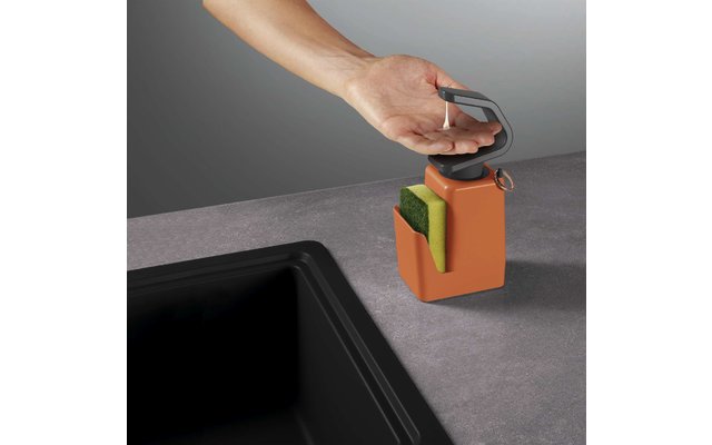 Metaltex Soap Tex Distributeur de savon, y compris éponge et support d'anneau orange 400 ml