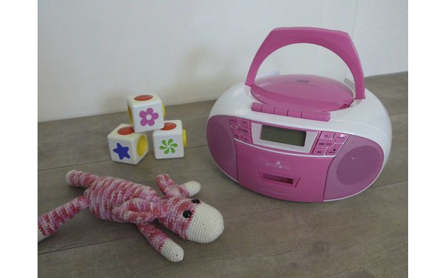 Schwaiger FM/CD/Kassette Boombox Tragbarer CD-Player, pink