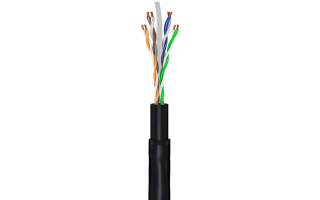 Goobay CAT 6 cable de conexión al aire libre U / UTP negro 10 m