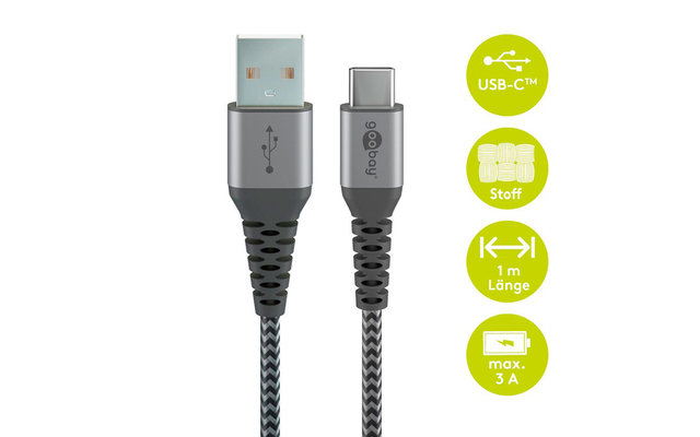 Cable textil Goobay DAT USB-C a USB-A 2,0 m