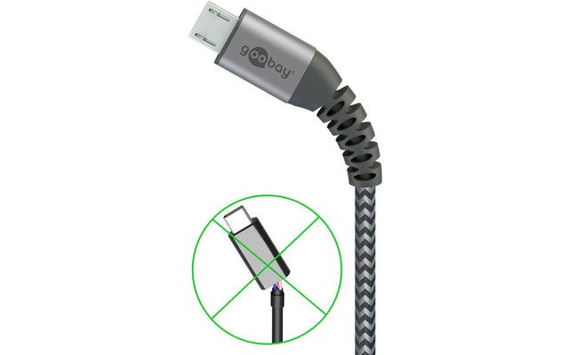 Cable textil DAT micro USB a USB-A de 2,0 m de Goobay