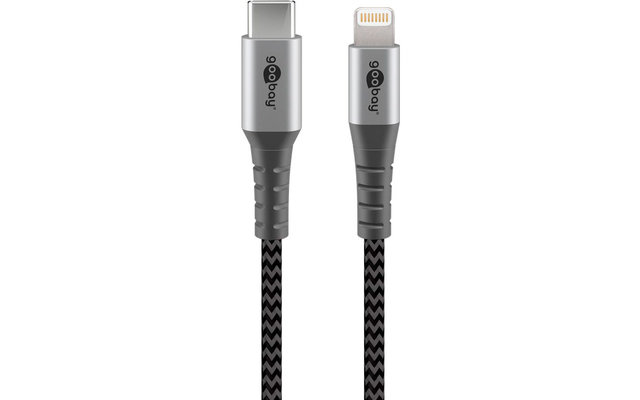 Goobay DAT lightning USB-C opladen en synchroniseren volledig metalen kabel 0,5 m