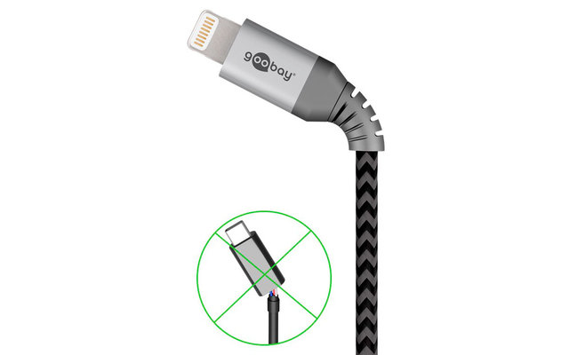Goobay DAT Lightning USB-C Lade und Synchronisations Vollmetall-Kabel 0,5 m