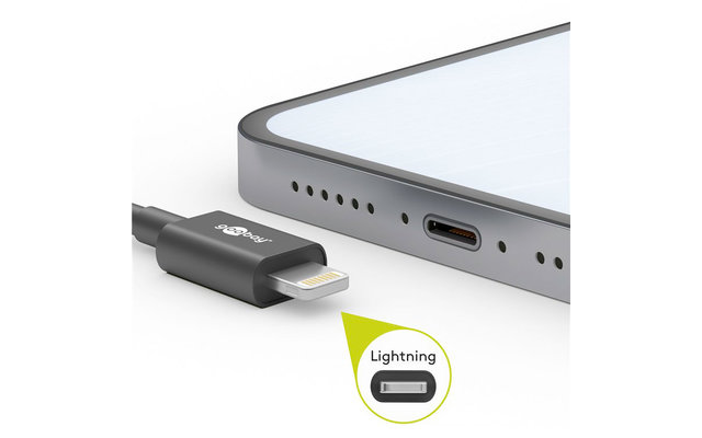 Cable de carga y sincronización DAT Lightning USB-C de metal completo de 2,0 m de Goobay
