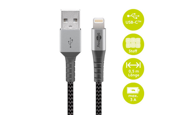 Goobay DAT Lightning USB-A cavo tessile 1.0 m