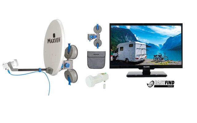 Easyfind Maxview / Falcon Pro TV Camping Set 19 pollici sistema SAT incluso TV LED