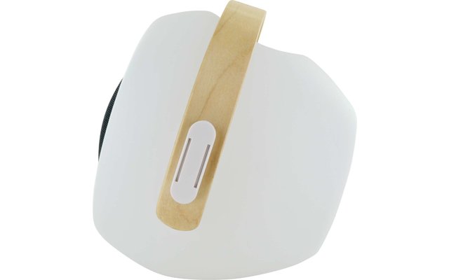 Lampe LED avec haut-parleur Bluetooth et poignée en bois