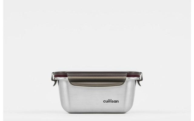 Cuitisan stainless steel can with clip closure lid square 500 ml