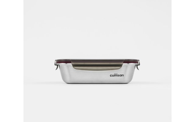 Cuitisan stainless steel can with clip closure lid square 1100 ml