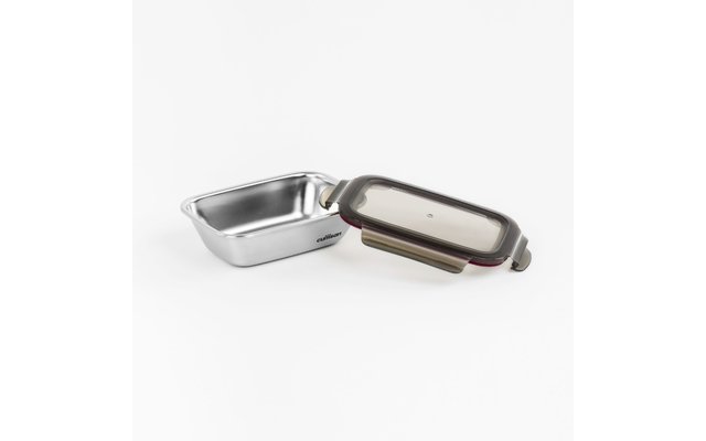 Cuitisan stainless steel can with clip closure lid square 580 ml