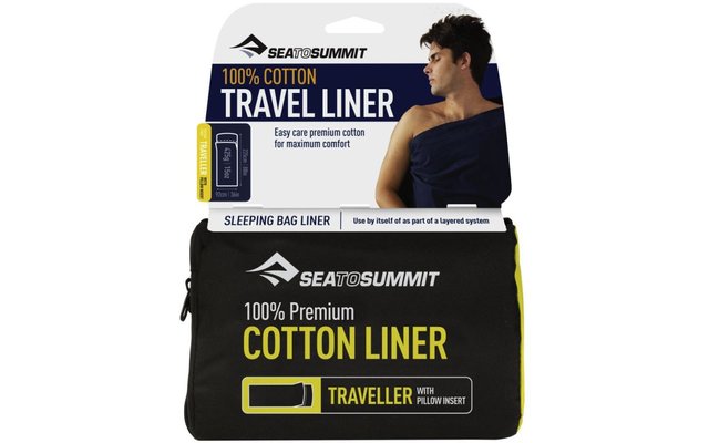 Sea to Summit Premium Cotton Travel Liner Sacco a pelo da viaggio Ticking Sea foam