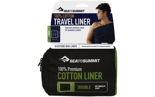 Sea to Summit Premium Cotton Travel Liner Double Travel Sleeping Bag Ticking Navy blue