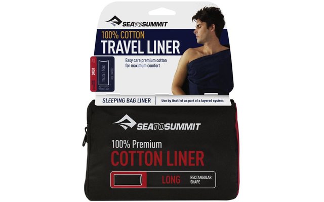 Sea to Summit Premium Cotton Travel Liner Long Sac de couchage de voyage Inlett Sea foam