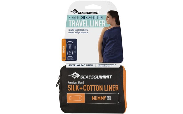 Sea to Summit Silk/Cotton Travel Liner Reiseschlafsack Inlett Mummy mit Kopfkissen- und Fußfach Navy blue